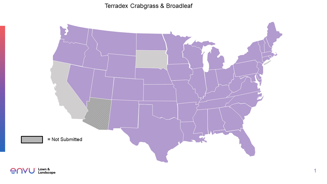 terradex crabgrass and broadleaf states registered map