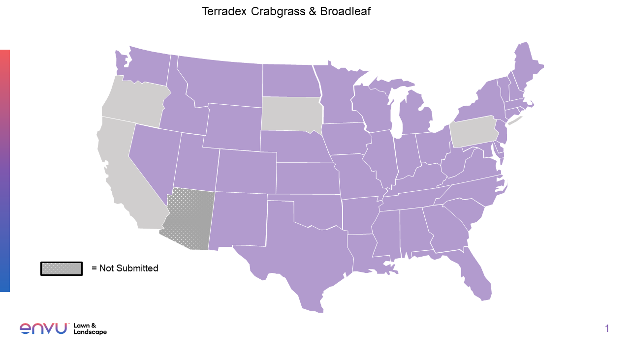 terradex crabgrass and broadleaf states registered map